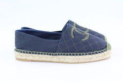 Navy Quilted Canvas Espadrilles 38
