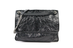 Black Large Crinkled Calfskin Large Niki