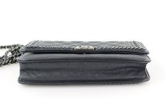 Black Calfskin Chain Around Boy WOC