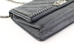 Black Calfskin Chain Around Boy WOC
