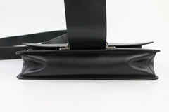 Black Calfskin/Croc Medium Ribbon Shoulder Bag