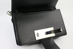 Black Calfskin/Croc Medium Ribbon Shoulder Bag