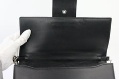 Black Calfskin/Croc Medium Ribbon Shoulder Bag