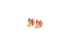 Framboise/Rose Gold Lacquered Mini Pop H Earrings