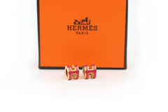 Framboise/Rose Gold Lacquered Mini Pop H Earrings