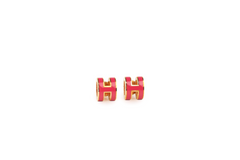 Framboise/Rose Gold Lacquered Mini Pop H Earrings