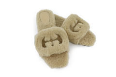 Beige Shearling GG Flat Sandals 36.5