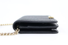 Black Caviar Chevron Boy Wallet on a Chain