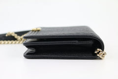 Black Caviar Chevron Boy Wallet on a Chain