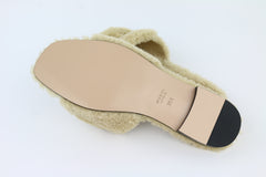 Beige Shearling GG Flat Sandals 36.5