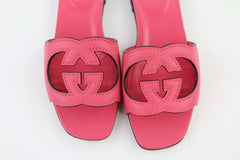 Rhodamine Pink Cosmos Softy Calfskin Interlocking G Cut Out Sandals 36