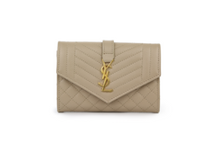 Beige Matelasse Small Envelope Wallet