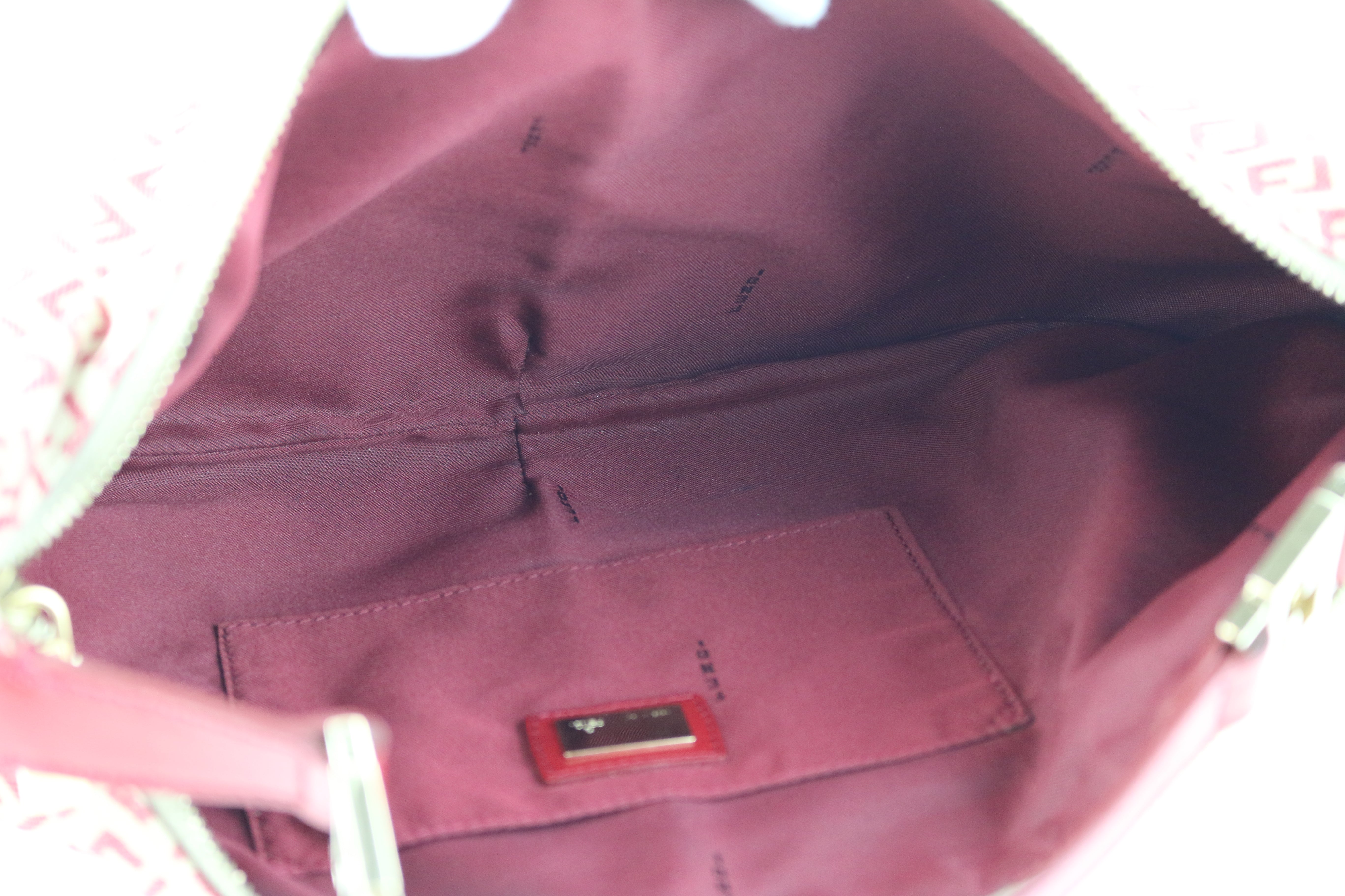 Beige/Red FF Canvas Shoulder Bag