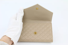 Beige Matelasse Small Envelope Wallet