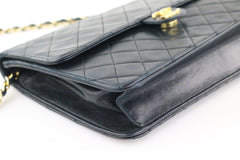 Black Lambskin Single Flap Shoulder Bag