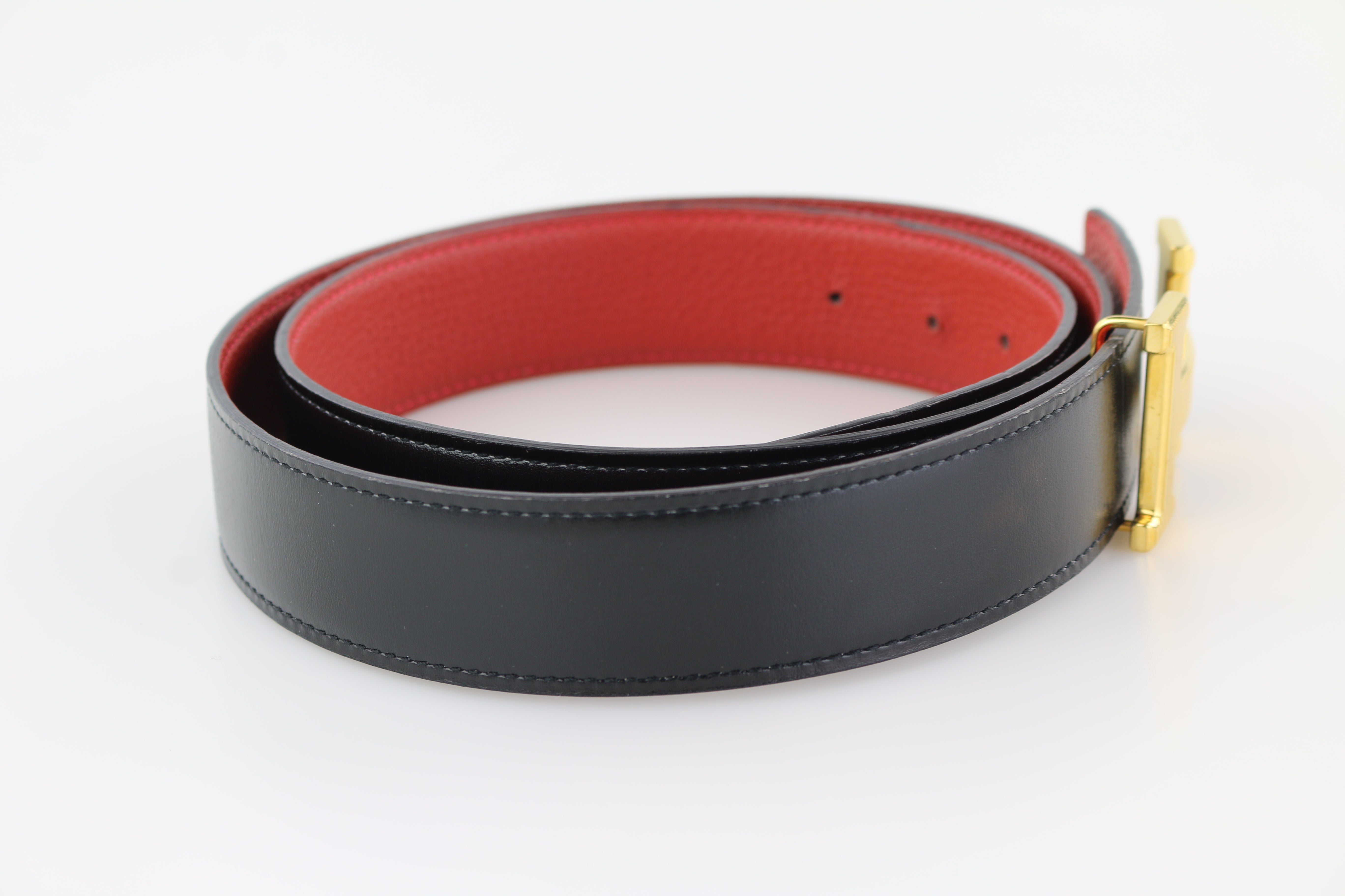 Reversible Belt Man or Woman Luxury in Leather Red & Black