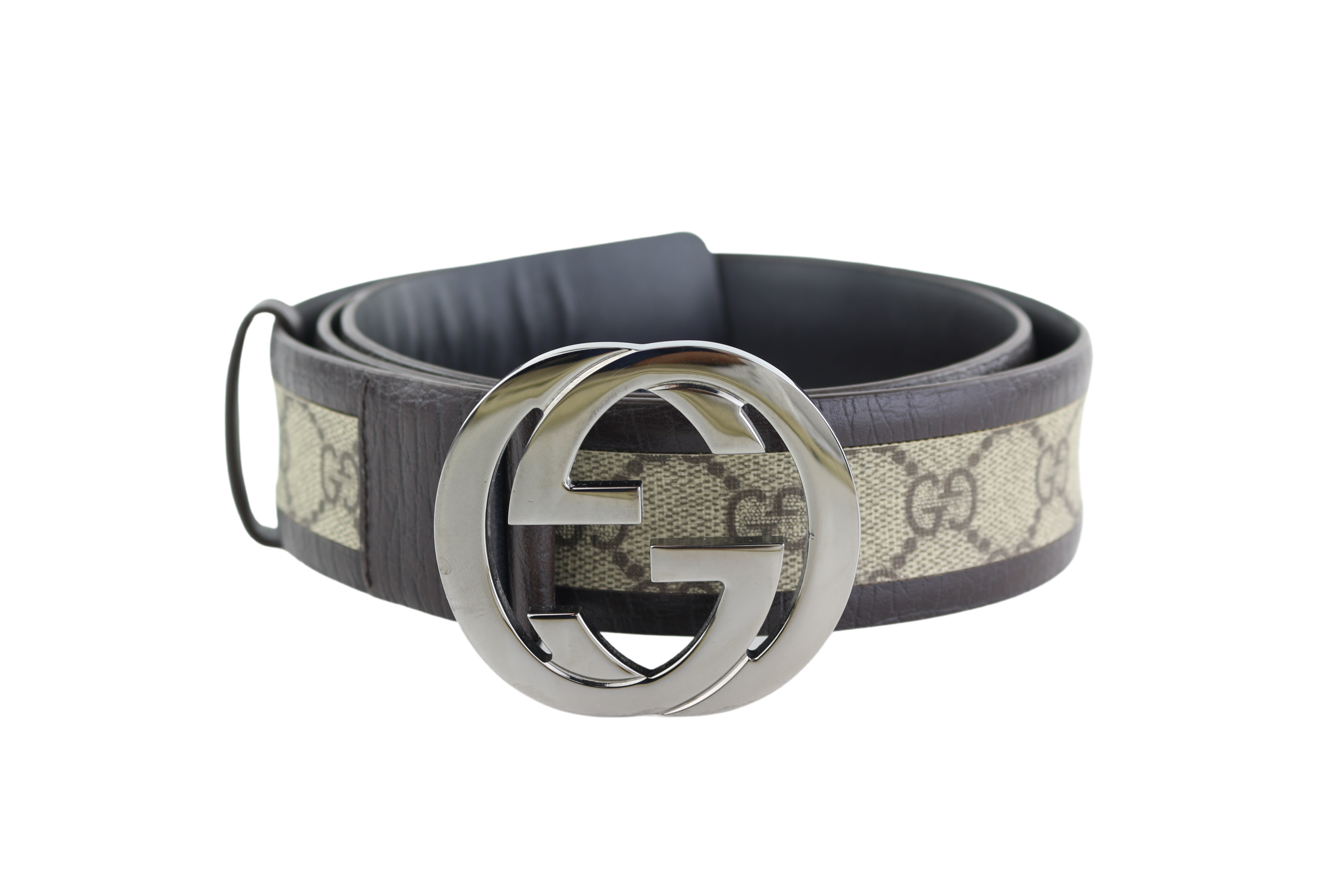 Belt with Interlocking G detail in grey and black Supreme