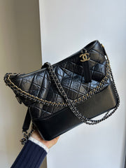 Black Calfskin Medium Gabrielle Hobo
