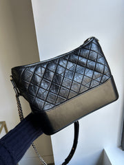 Black Calfskin Medium Gabrielle Hobo