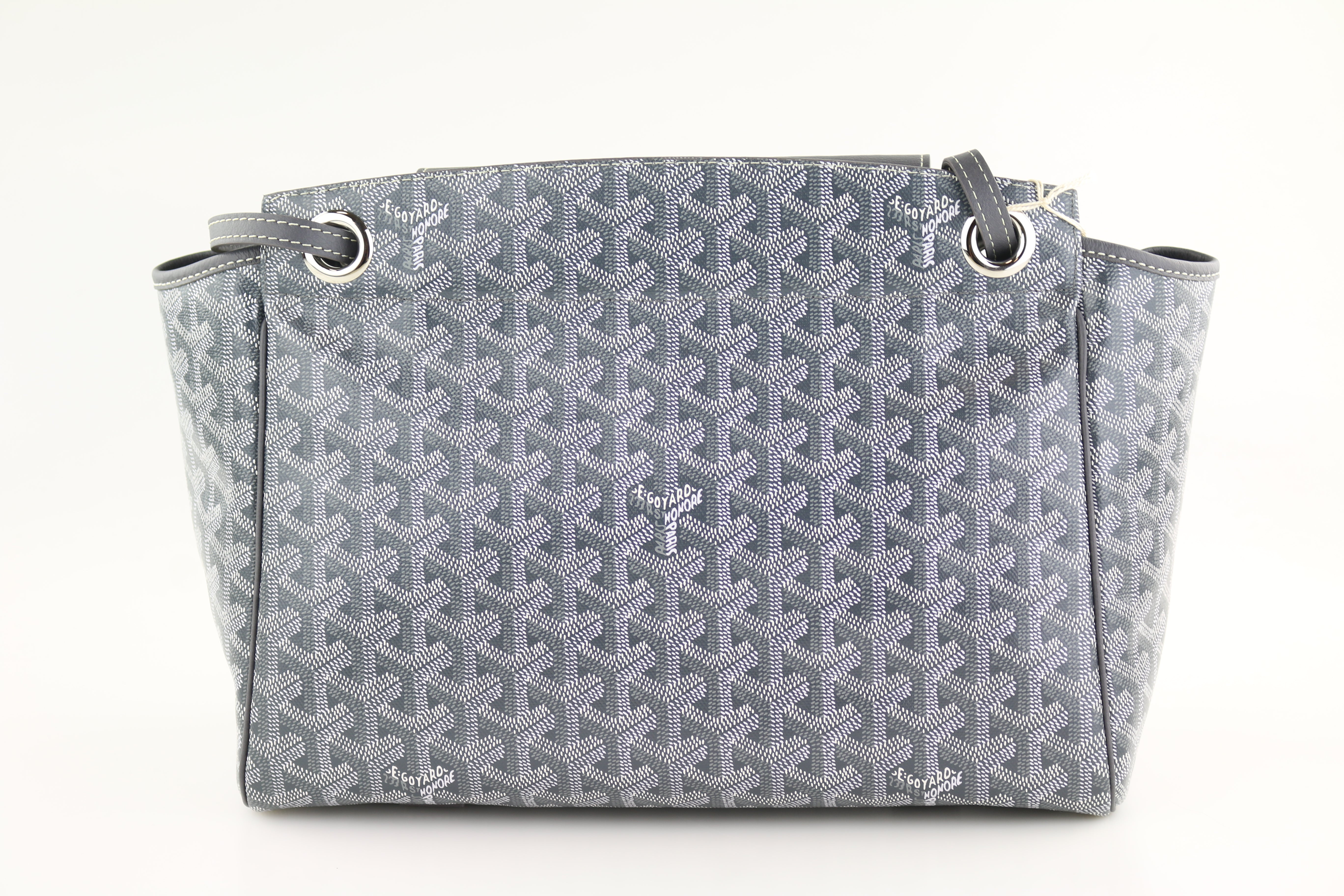 goyard rouette handbag grey canvas grey leather, with dust cover