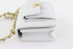 White Caviar Pocket Twins Clutch on a Chain