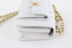 White Caviar Pocket Twins Clutch on a Chain