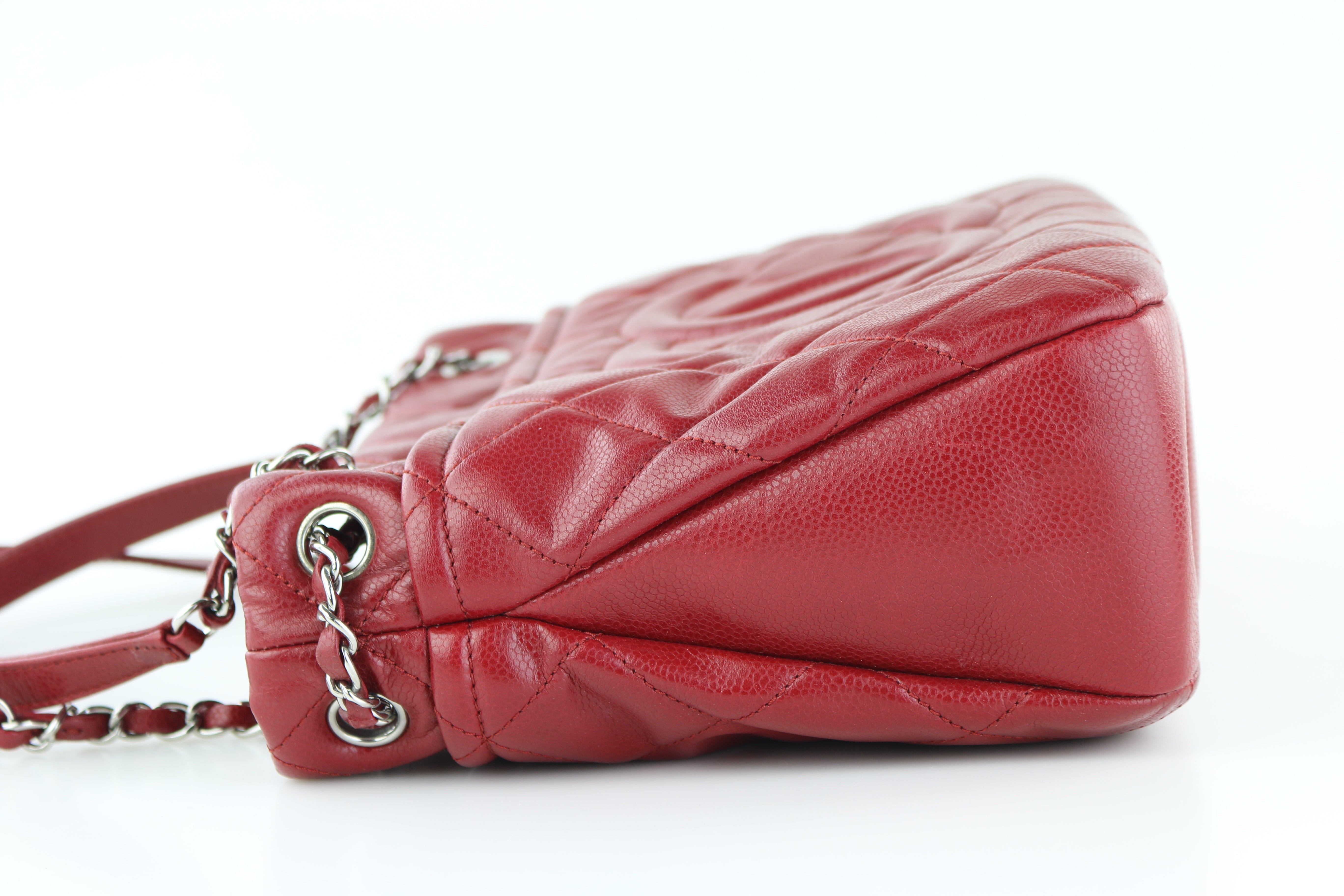 Chanel Red Quilted Caviar Leather Timeless Accordion Flap Bag