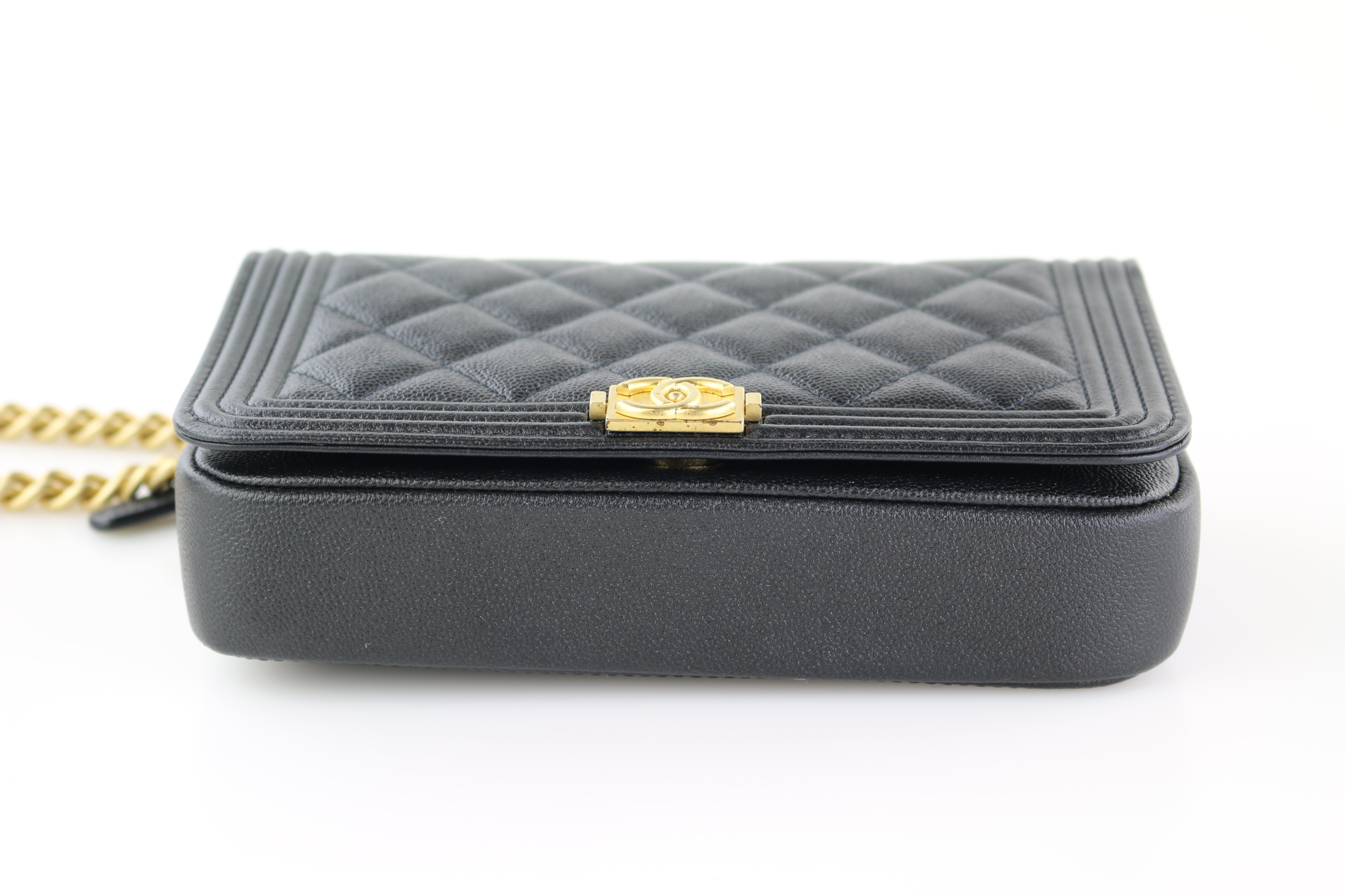 Chanel Caviar Quilted Phone Holder With Chain Black