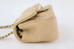 Beige Lambskin Rectangular Mini