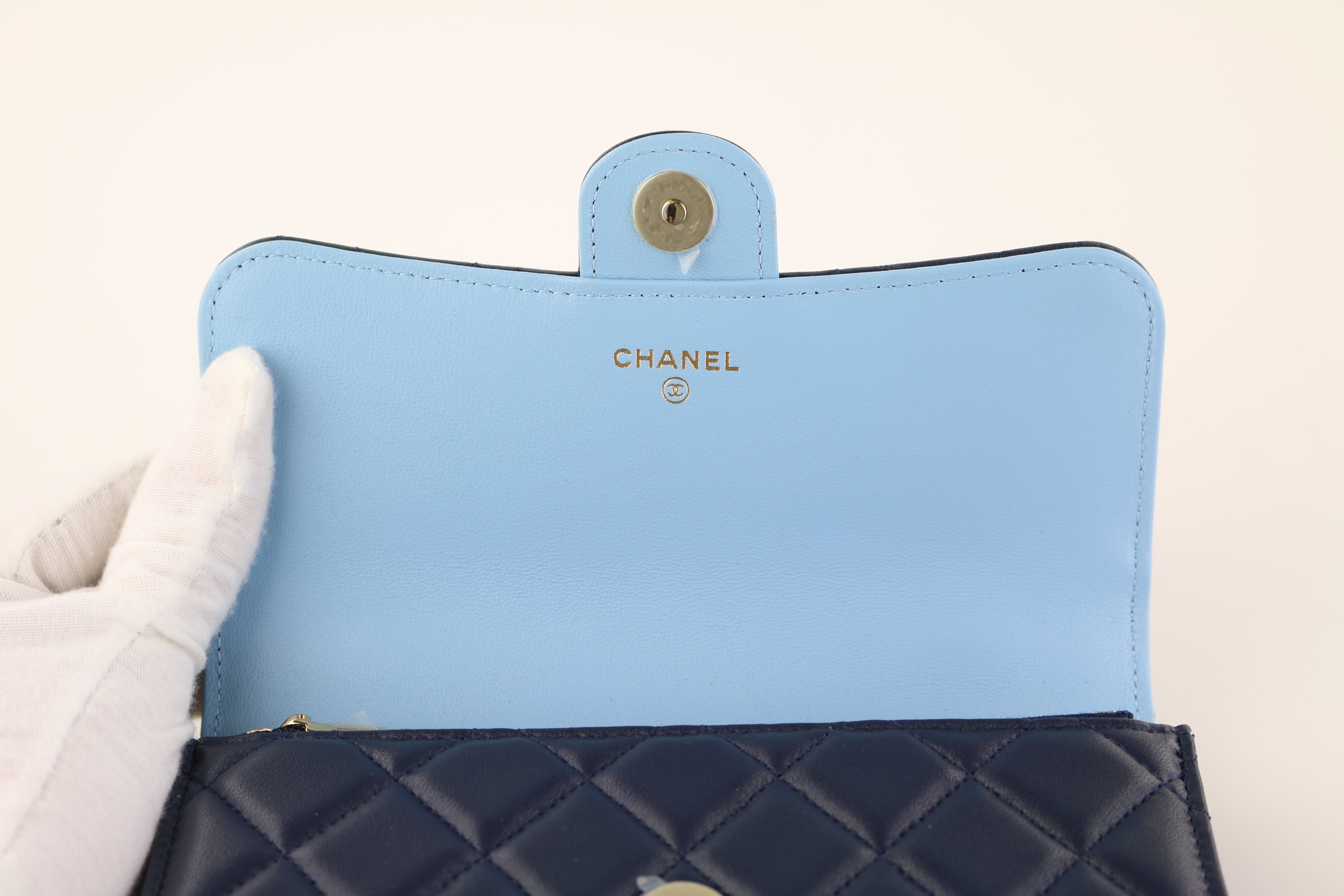 Chanel Blue Top Handle Wallet on Chain