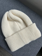 Ivory Cashmere/Sequin Beanie Knit Hat