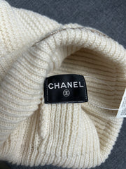 Ivory Cashmere/Sequin Beanie Knit Hat