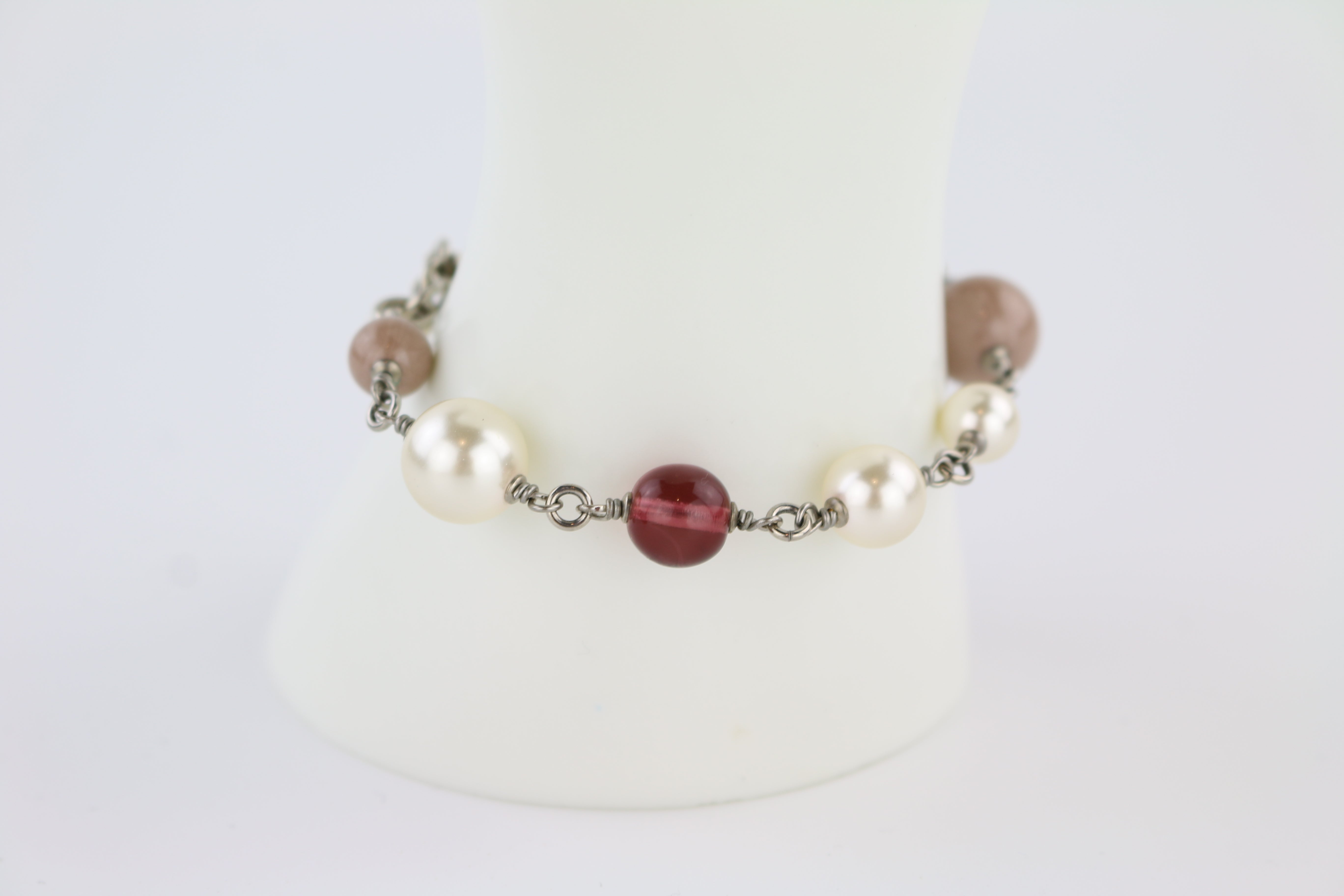 Silver Pearl & Beaded Bracelet