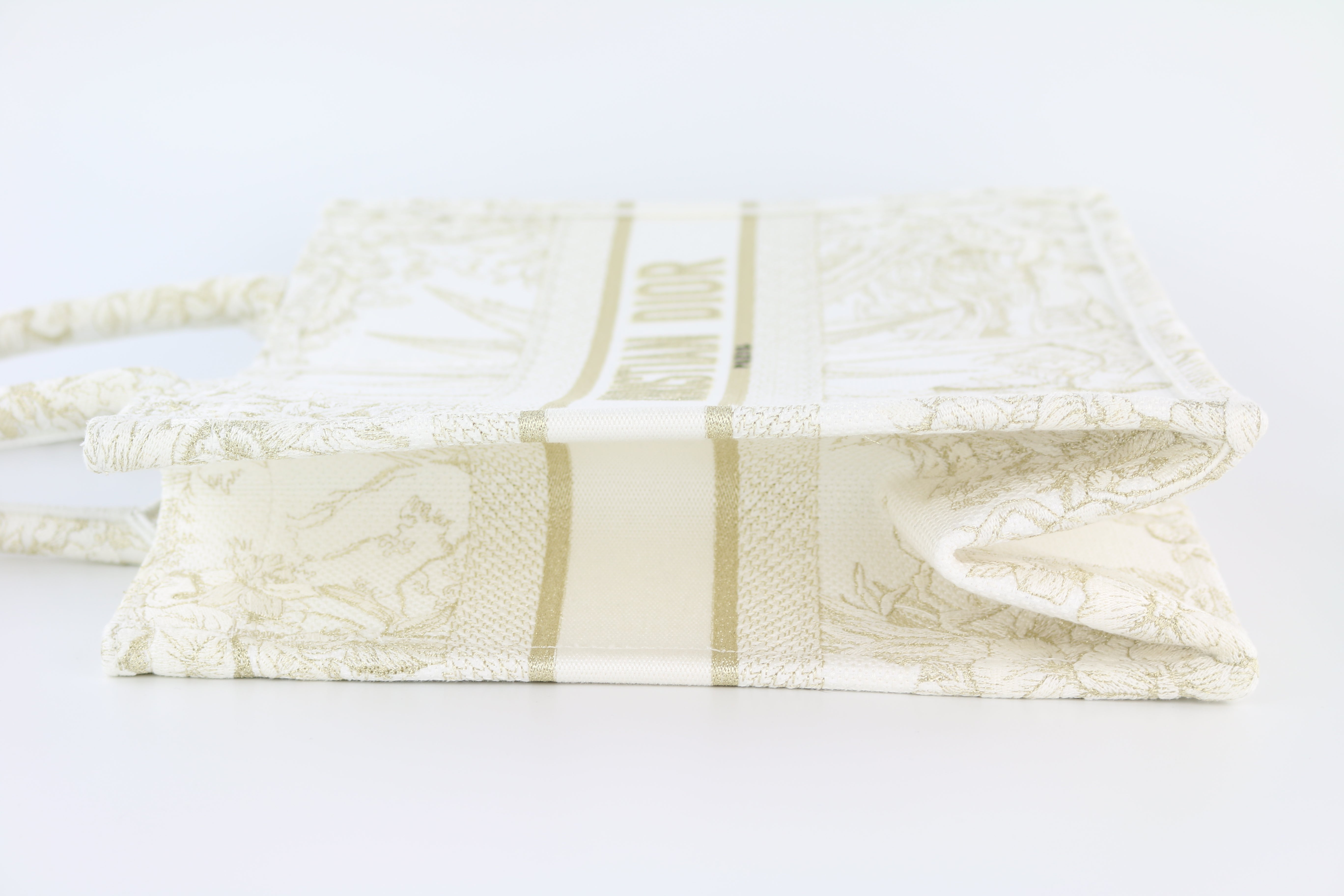 White/Gold Embroidered Medium Book Tote