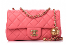 Pink Lambskin Pearl Crush Rectangular Mini