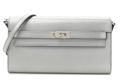 Argent Metallic Chevre Chamkilight Kelly Wallet To Go