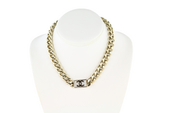Gold/Crystal CC Chain Link Choker Necklace