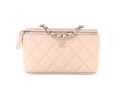 Light Beige Caviar Quilted Small Vanity Case