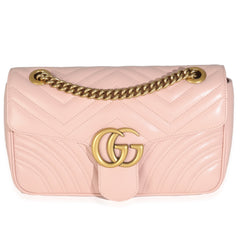 Pink Calfskin Matelasse Small GG Marmont Shoulder Bag