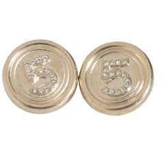 Gold Number 5 Stud Earrings