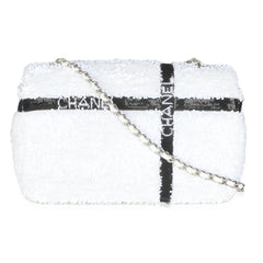 White/Black Ribbon Sequin Mini Flap