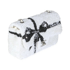 White/Black Ribbon Sequin Mini Flap