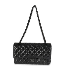 So Black Shiny Crumpled Calfskin Medium Classic Flap