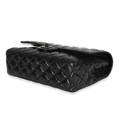 So Black Shiny Crumpled Calfskin Medium Classic Flap