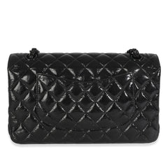 So Black Shiny Crumpled Calfskin Medium Classic Flap
