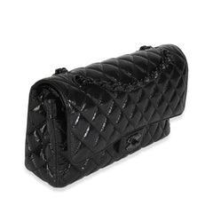 So Black Shiny Crumpled Calfskin Medium Classic Flap