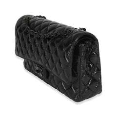 So Black Shiny Crumpled Calfskin Medium Classic Flap