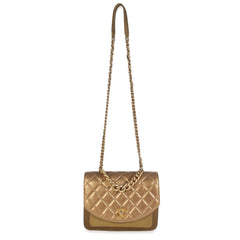 Bronze Metallic Lambskin Caviar Quilted Chain Handle Flap Bag