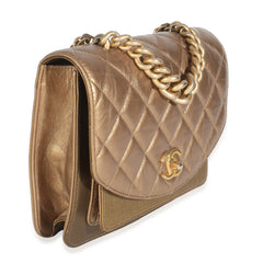 Bronze Metallic Lambskin Caviar Quilted Chain Handle Flap Bag