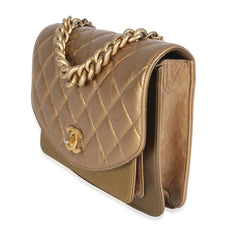 Bronze Metallic Lambskin Caviar Quilted Chain Handle Flap Bag
